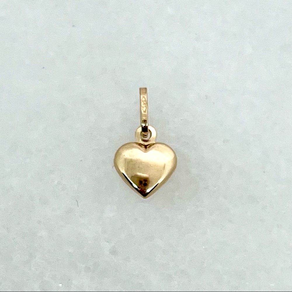 ❤️ 14K Yellow Gold Polished Heart Puffed Charm Pendant .10g 11mm - New